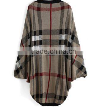 Trendy England Style Design Women Poncho With Classic Plaid photo-4
