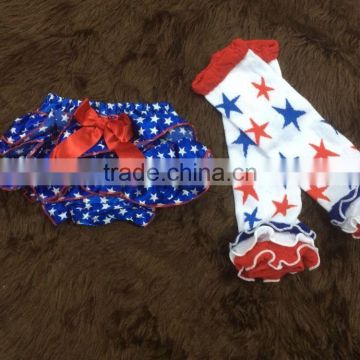 2015 new girls kids 4th of July baby bloomer and leg warmer set