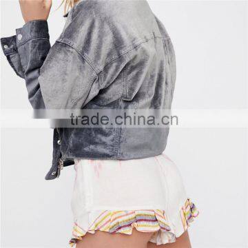 Summer Rayon High Rise Shimmering Cute Boho Ruffle Icing Shorts photo-5
