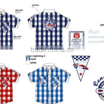 Wholesale Custom Boys Checked Shirt Summer Designs Fancy Boys Casual Shirt