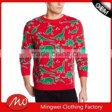 Men's full reindeer print slim fitting christmas sweater for wholesale