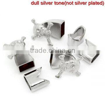 Bracelet End Bar Clasps With Slider For Leather Bracelet Halloween Skull Silver Tone 19x18mm 13x13mm photo-3