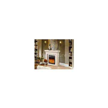 European 1.2m Imitation Marble Fireplace With Decorative Flame White