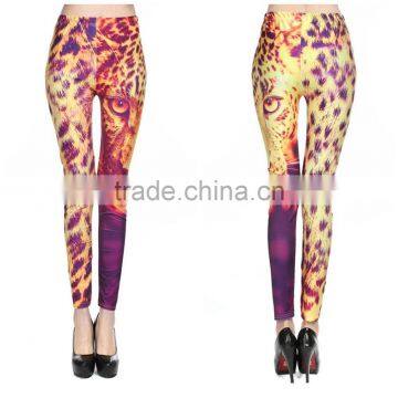 sexy tiger head printed skinny high elastic leggings cropped jeans