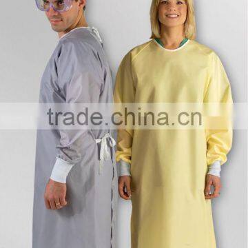 Good quality SMS blue/yellow disposable isolation gown for medical&surgical