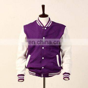 Wholesale New Fashion Women Varsity Jacket With Leather Sleeves /2015 top wool varsity jacket