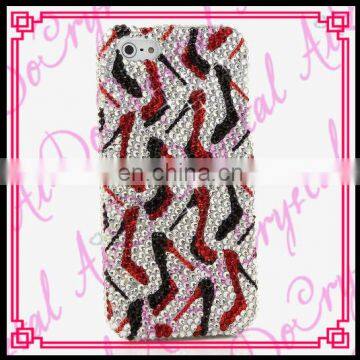 Aidocrystal full white fashion sexy crystal high heel pattern decor bedazzled phone cases for iphone 5s