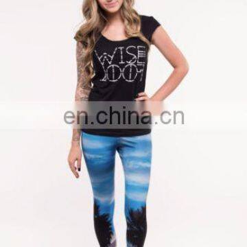 sea beach design your own tight fitness leggings custom sublimation