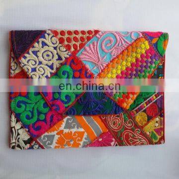 Traditional Clutch bag-Indian Patch and kantha embroidery Work Clutch-Floral Embroidered Wedding Clutch Handbag Wholesale