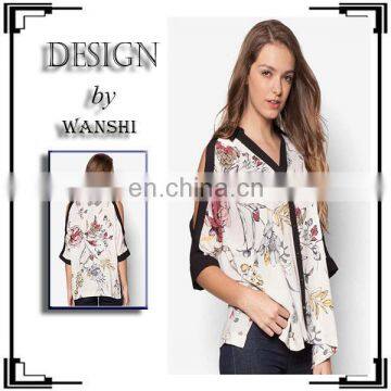 Latest ladies casual shirts pictures printed design tops for women 2016