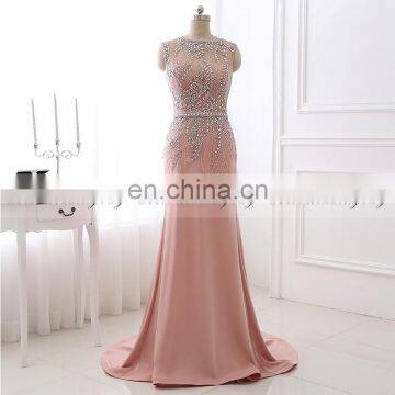 2017 New Arrival Blush Mermaid Heavy Beaded Prom Gowns Evening Dresses LX298