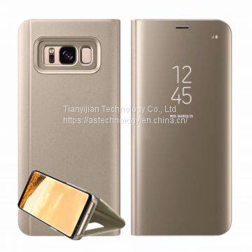 New Samsung Galaxy S7 S8+ S9 + Smart View Mirror Leather Flip Stand Case Cover