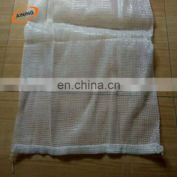 knitting  white mesh bag for firewood with drawstring