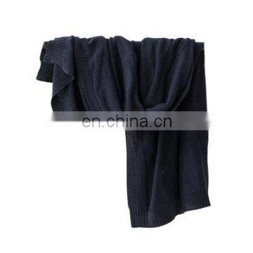 RAWHOUSE Hot Sale Ivory White Claret Navy Blue Knitted Cotton Blanket photo-5