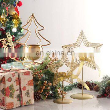 Soft Time Golden Candlestick Iron Pentacle Candlestick Christmas Decorationscreative Table Decorations photo-2