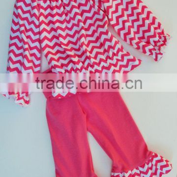 Newest design chevron clothing set children fall boutique outfits fall 2015