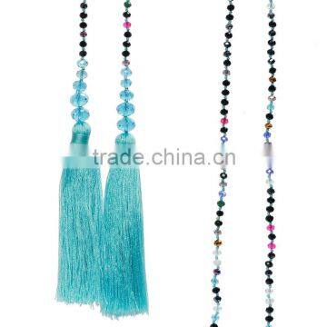 China fashion custom made crystal necklace, wholesale beaded tassel necklace