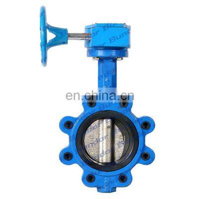 Bundor 1.0-1.6Mpa cast steel DN50-250 worm gear operated LT wafer butterfly valve price