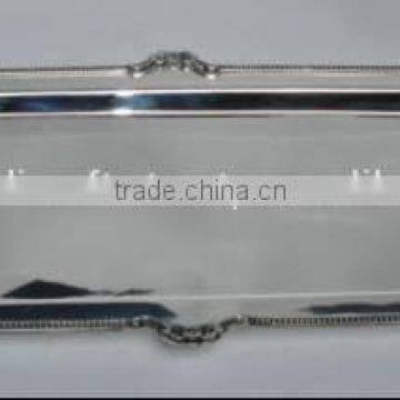 Silver Rectangular Oval Serving Tray photo-2