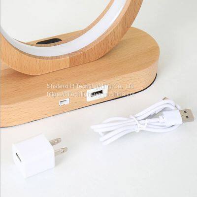 Modern Smart Sensing LED Table Lamp Wood Charging Battery USB Wood LED Desk Lamp for Study Bedroom Bedside Reading Night Lamp photo-2