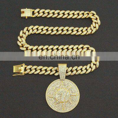 Hiphop Round Shape Pendant Charms 14k Gold Plated Tennis Chain Photo Pendant
