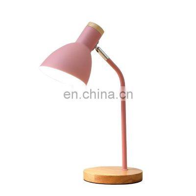 Tonghua Round Wood Base Color Metal Shade On/Off Switch Table LED Lamp Modern Bedroom