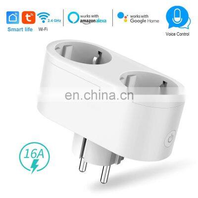 EU Standard OEM Shunt Dual Control Voice Control Timing Switch Smart Life Smart Socket WiFi Smart Socket photo-3