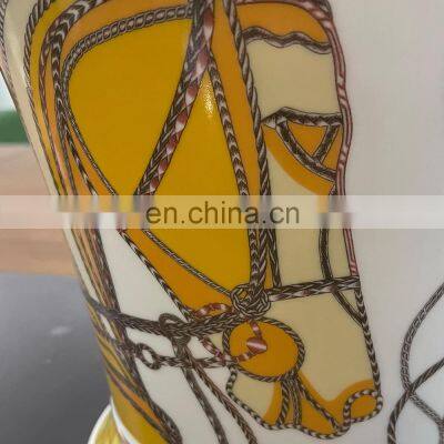 High-End Horse Pattern Decoration European Ceramic Gold Luxury Flower Vase