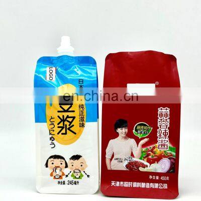 Custom Printed Composite Four-Side Sealing Gusset Plastic Liquid Stand Up Spout Pouch For  Pure Water Packaging Bag