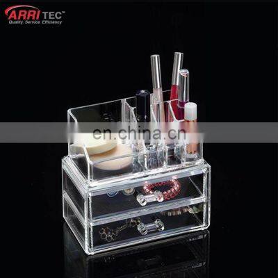 cosmetic holder organizers 2 drawers acrylic makeup kit box