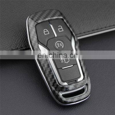 Keyless 4/5 Buttons Black Glossy Carbon Fiber Remote Key Shell Cover for Ford Fusion Mustang F150 Lincoln Smart Key Casing photo-2