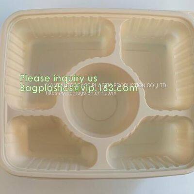 Biodegradable Disposable Trays, PLA Corn Starch Biodegradable Meat Tray, Cornstarch Disposable Biodegradable Plate photo-4
