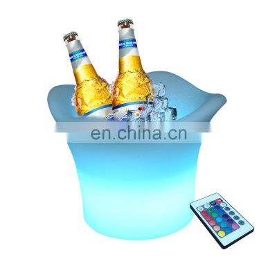 Mini Ice Bucket Rechargeable Light Up Beer Cooler Plastic Wine Ice Bucket Tongs Double-layer Hotel Bar Wine Bucket