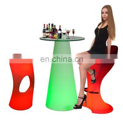 led nightclub furniture /rechargeable led bar stool outdoor PE plastic led light patio furniture waterproof bar stool high chair