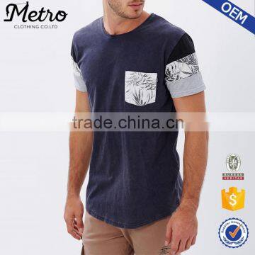 OEM Mens Pocket Printed Sleeves T Shirt Wholesale