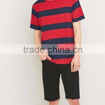 OEM Wholesale Mens Navy and Red Stripe T Shirts photo-4