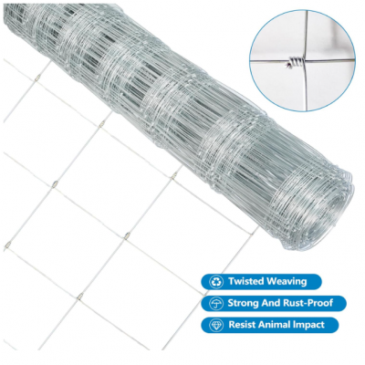 Galvanized Hinge  Woven Cattle Fence Customized Sustainable Field Fence Kraal Network