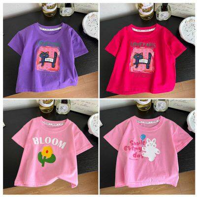 Summer Children's Short-sleeved T-shirts, Casual Pure Cotton Half-sleeves for Boys, Fashionable and Versatile Basic Tops in Korean Style for Girls