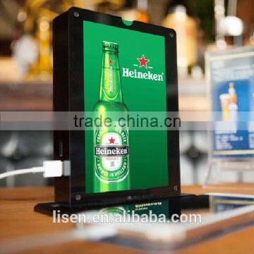 Fashionable Acrylic 15000mAh Menu Stand Advertising Power Bank for Restaurant/ Cafe / Bars photo-2