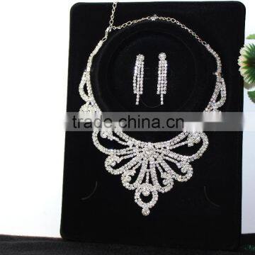 Cheap silver bridal necklace and earring sets wedding rhinestone bridal jewelry sets