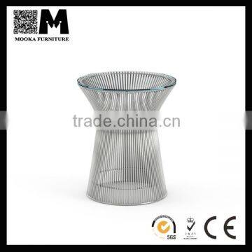 Glass top modern table Platner cafe table wire base outdoor table