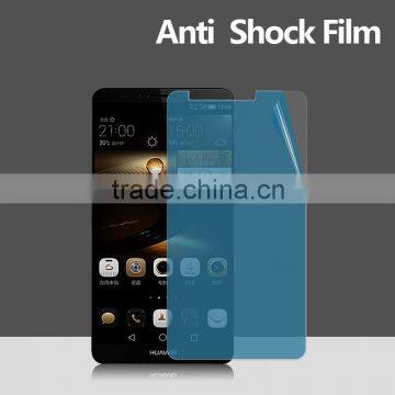 2016 super supplier of screen protector blue anti-shock tpu screen film for Huawei mate 7