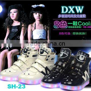 Eight color led light kids shoes for girls boys fashion high quality sport shoes led light flash with USB