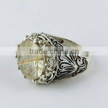 Heart Of Rose Golden Rutile Ring, Gemstone Silver Jewelry, Handmade Silver Jewelry