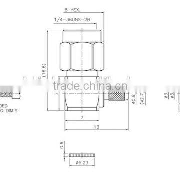 SMA Plug Male Right Angle Coaxial Connector 50 Ohms For 178U Cable photo-4