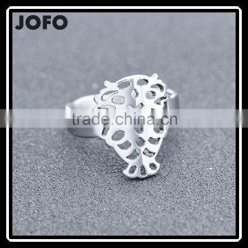 2016 Newest Design Steel Color Owl Ring Hollow Stainless Steel Ring