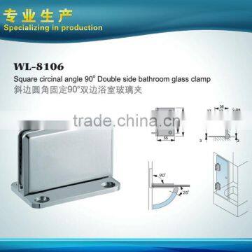 Square Circinal Angle 90 Degrees Double Side Bathroom Glass Door Clamp/Hinge