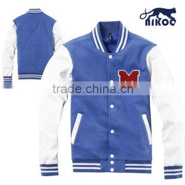 NIKOO custom blue/white best letterman jackets with tackle twilled logos