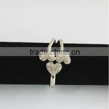 Hot Women Silver Tone 2 Heart Crystal Cuff Bracelet Bangle Fashion Jewelry Gift photo-6