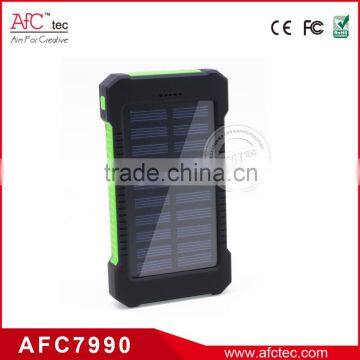 8000mAh 5v waterproof solar panel charger aa battery power bank